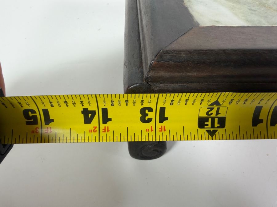 Chinese Qing Dynasty Style Pierced Rosewood Scholar Stand Inset Dreamstone Dali Marble Plaque Display Base 13.5'W X 7'D X 3.5'H [Photo 8]