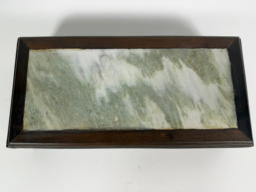 Chinese Qing Dynasty Style Pierced Rosewood Scholar Stand Inset Dreamstone Dali Marble Plaque Display Base 13.5'W X 7'D X 3.5'H [Photo 4]