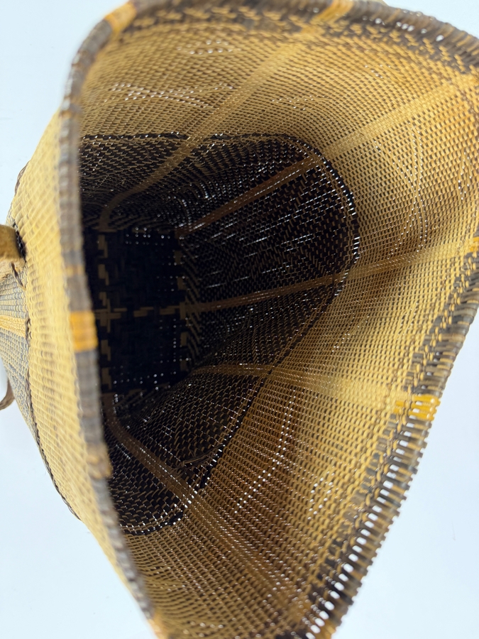 Borneo Dayak Hand Woven Rattan Kelabit Backpack Carrying Basket With Bark Straps 15'H [Photo 4]