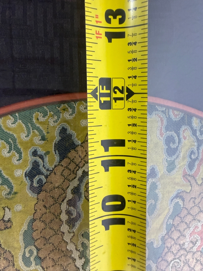 Antique Qing Dynasty Chinese Imperial High-Ranking Official Five Claw Front Facing Dragon Roundel with Chinese Character 12'W Framed 20' X 20' [Photo 11]