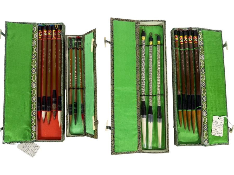 Collection of (4) Boxed Chinese Calligraphy Brush Sets