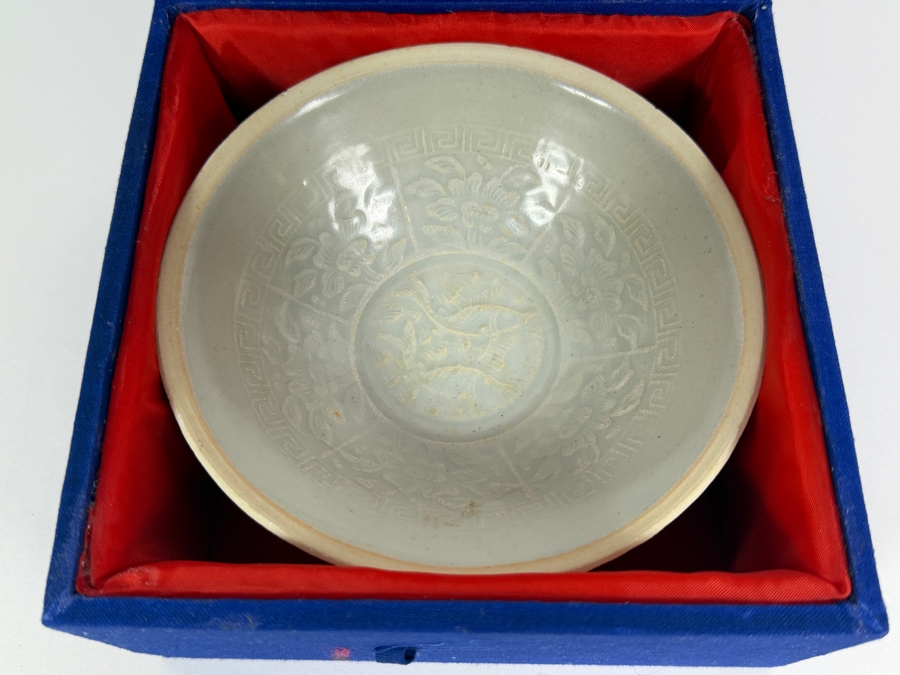 Boxed Chinese Celadon-Glazed Porcelain Bowl 6W X 2H [Photo 2]