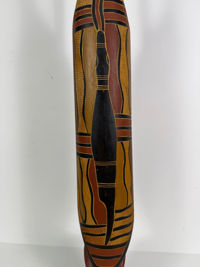 Authentic Vintage Australian Aboriginal Hand-carved and Painted Wooden Wayin (Bird) Sculpture from North East Arnhem Land 28.5'H [Photo 6]