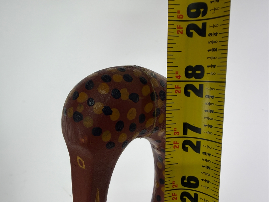 Authentic Vintage Australian Aboriginal Hand-carved and Painted Wooden Wayin (Bird) Sculpture from North East Arnhem Land 28.5'H [Photo 11]