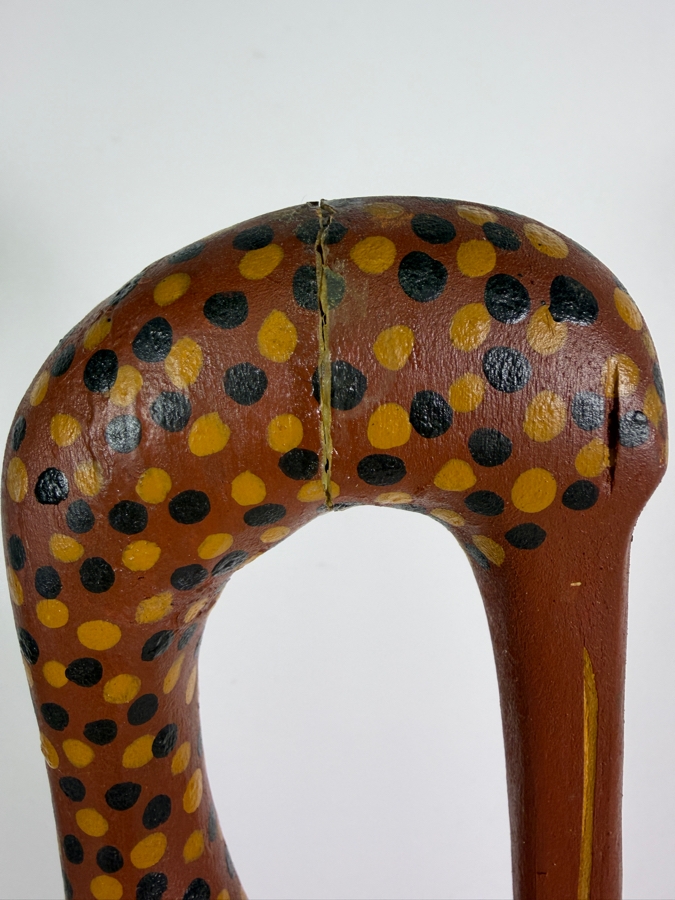 Authentic Vintage Australian Aboriginal Hand-carved and Painted Wooden Wayin (Bird) Sculpture from North East Arnhem Land 28.5'H [Photo 9]