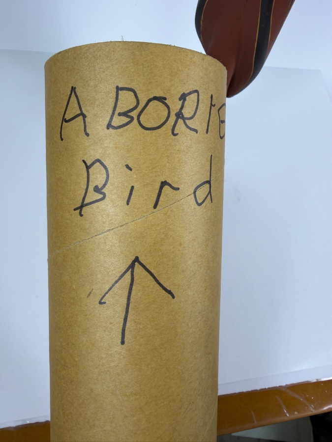 Authentic Vintage Australian Aboriginal Hand-carved and Painted Wooden Wayin (Bird) Sculpture from North East Arnhem Land 28.5'H [Photo 12]