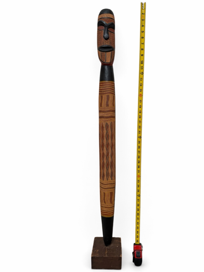 Authentic Vintage Australian Aboriginal Hand-carved and Painted Wooden Totem Sculpture 49'H