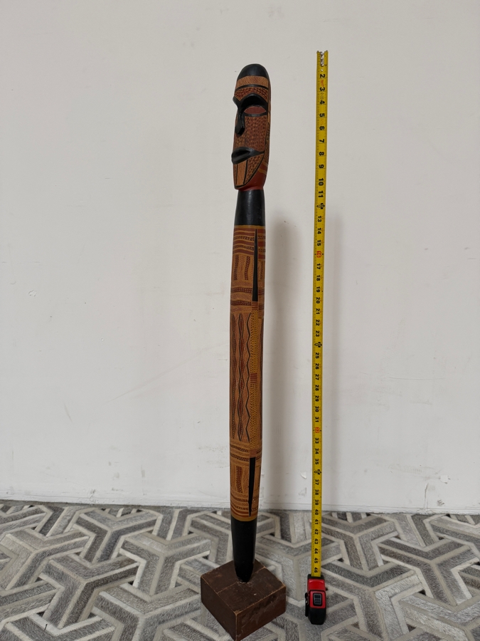 Authentic Vintage Australian Aboriginal Hand-carved and Painted Wooden Totem Sculpture 49'H [Photo 6]