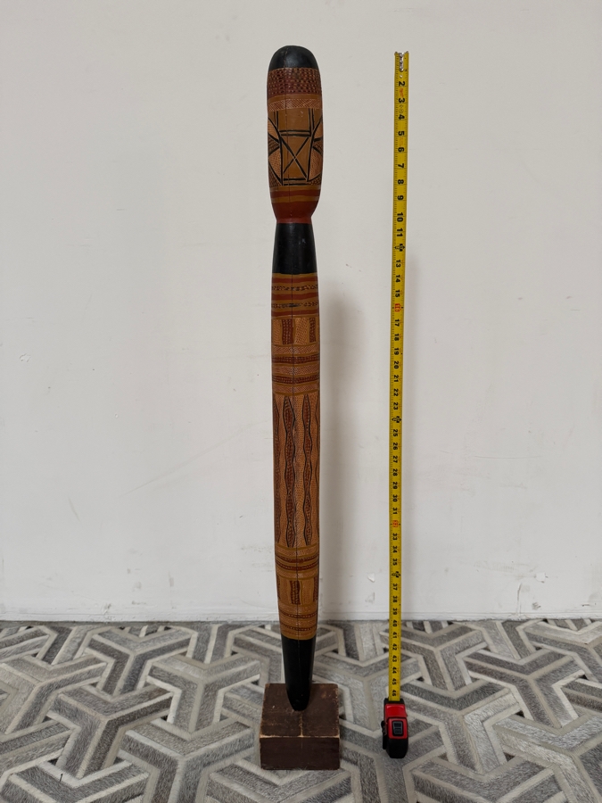 Authentic Vintage Australian Aboriginal Hand-carved and Painted Wooden Totem Sculpture 49'H [Photo 9]