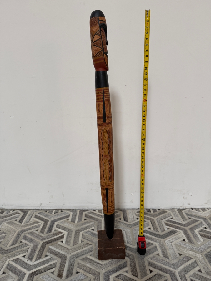 Authentic Vintage Australian Aboriginal Hand-carved and Painted Wooden Totem Sculpture 49'H [Photo 11]