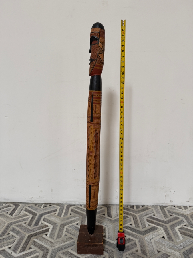 Authentic Vintage Australian Aboriginal Hand-carved and Painted Wooden Totem Sculpture 49'H [Photo 8]