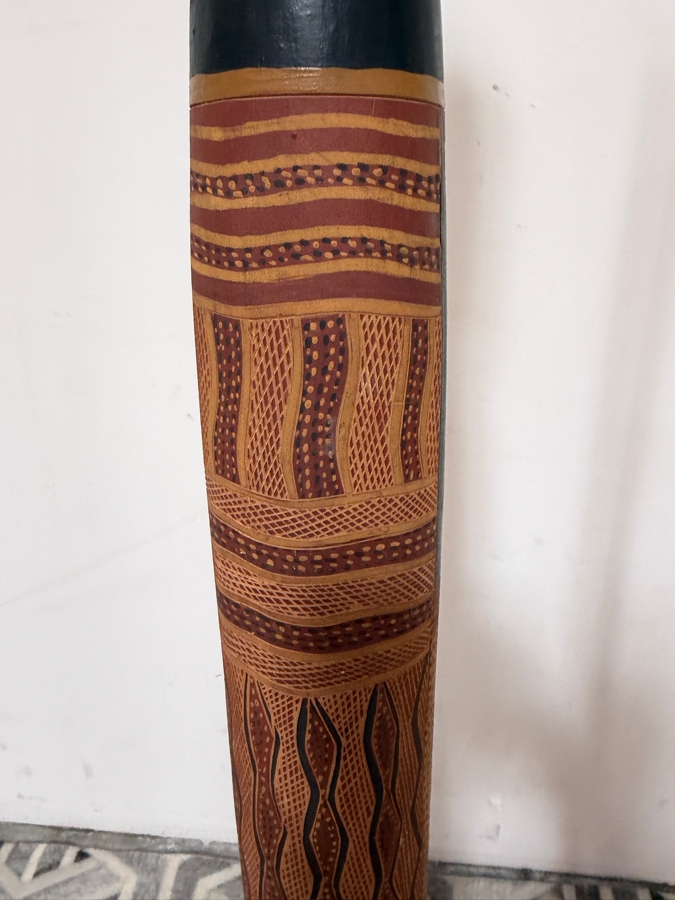 Authentic Vintage Australian Aboriginal Hand-carved and Painted Wooden Totem Sculpture 49'H [Photo 3]
