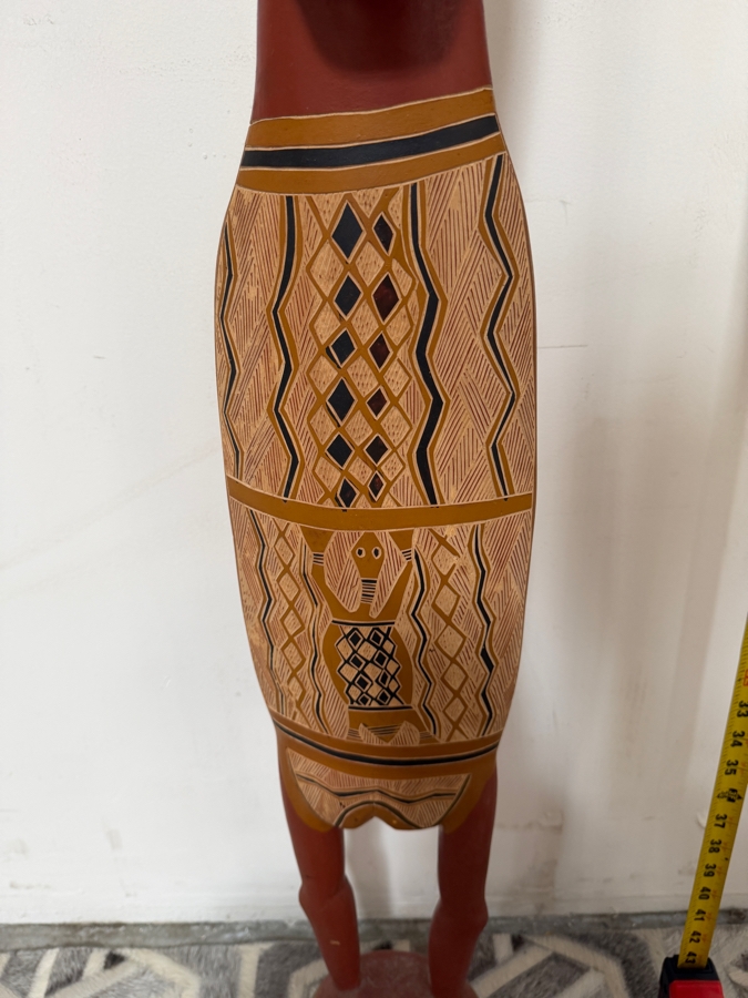 Authentic Vintage Australian Aboriginal Hand-carved and Painted Soft Wood Sculpture from Northeast Arnhem Land, Australia 46.5'H [Photo 14]