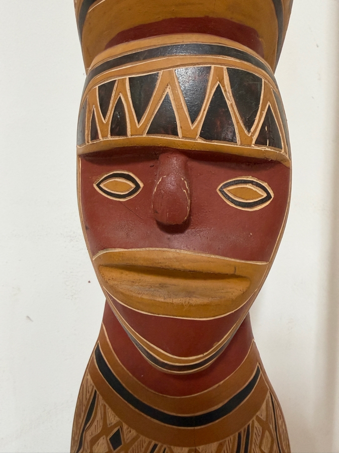 Authentic Vintage Australian Aboriginal Hand-carved and Painted Soft Wood Sculpture from Northeast Arnhem Land, Australia 46.5'H [Photo 6]