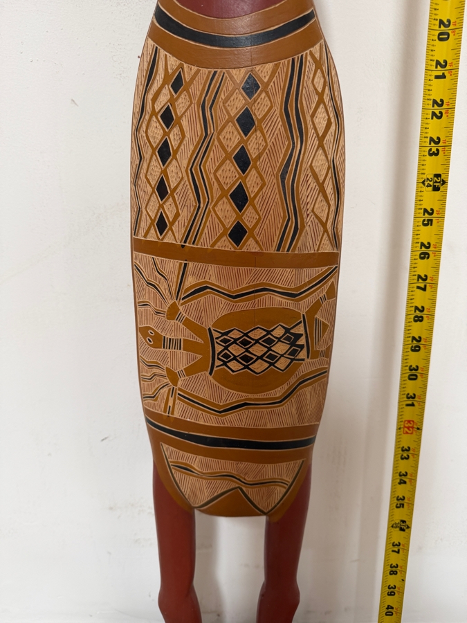 Authentic Vintage Australian Aboriginal Hand-carved and Painted Soft Wood Sculpture from Northeast Arnhem Land, Australia 46.5'H [Photo 3]