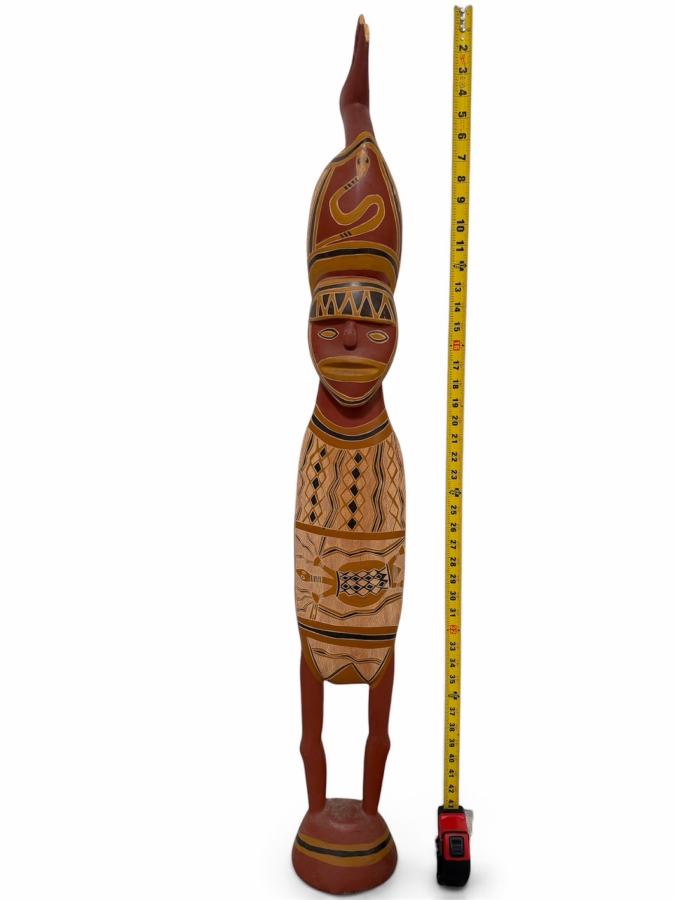 Authentic Vintage Australian Aboriginal Hand-carved and Painted Soft Wood Sculpture from Northeast Arnhem Land, Australia 46.5'H