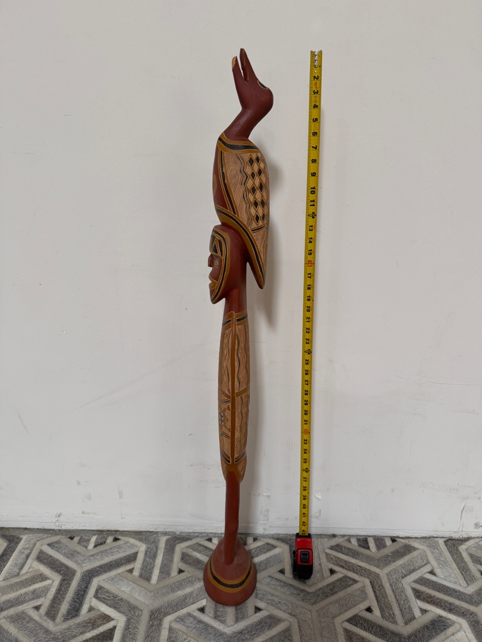 Authentic Vintage Australian Aboriginal Hand-carved and Painted Soft Wood Sculpture from Northeast Arnhem Land, Australia 46.5'H [Photo 11]