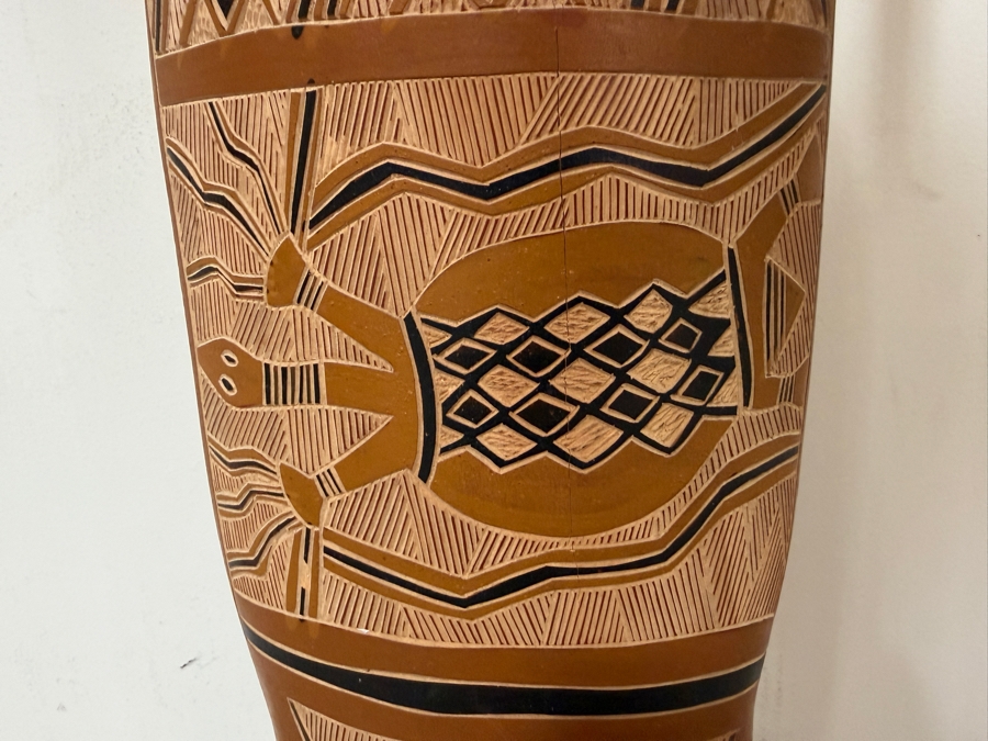 Authentic Vintage Australian Aboriginal Hand-carved and Painted Soft Wood Sculpture from Northeast Arnhem Land, Australia 46.5'H [Photo 4]