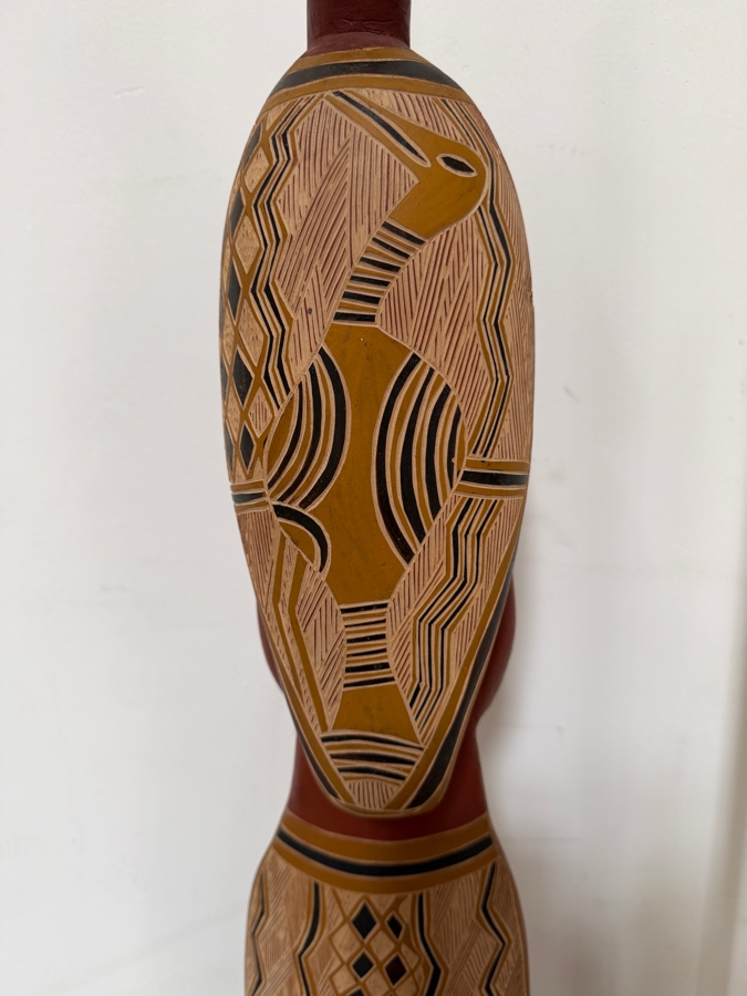 Authentic Vintage Australian Aboriginal Hand-carved and Painted Soft Wood Sculpture from Northeast Arnhem Land, Australia 46.5'H [Photo 13]