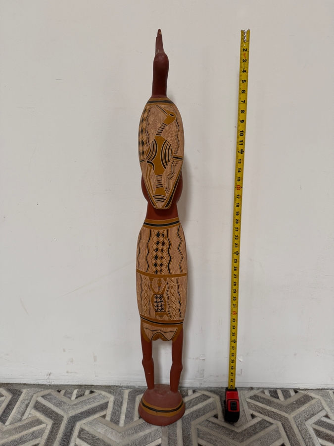 Authentic Vintage Australian Aboriginal Hand-carved and Painted Soft Wood Sculpture from Northeast Arnhem Land, Australia 46.5'H [Photo 12]