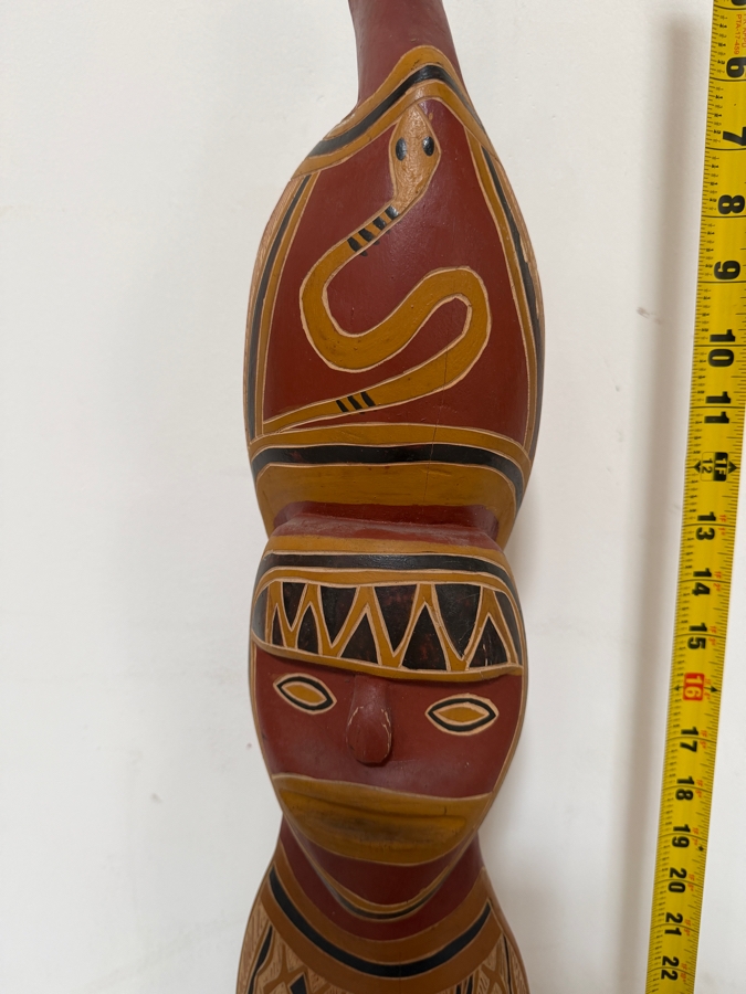 Authentic Vintage Australian Aboriginal Hand-carved and Painted Soft Wood Sculpture from Northeast Arnhem Land, Australia 46.5'H [Photo 5]