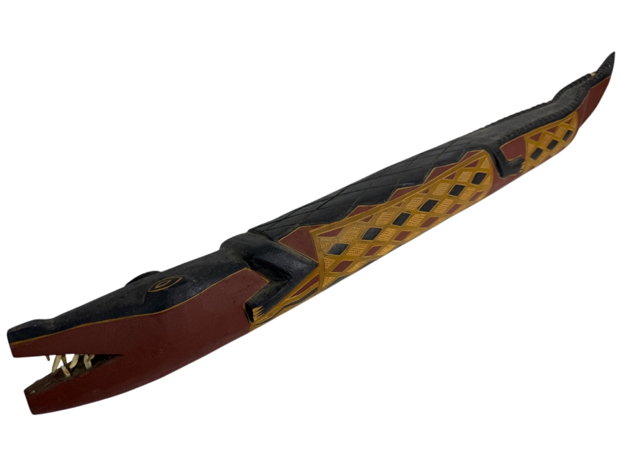Vintage Australian Aboriginal Crocodile Ancestor Carved Softwood Sculpture 41'L [Photo 2]