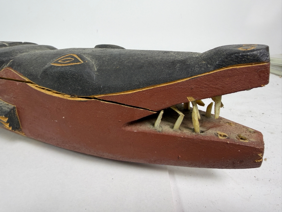 Vintage Australian Aboriginal Crocodile Ancestor Carved Softwood Sculpture 41'L [Photo 3]