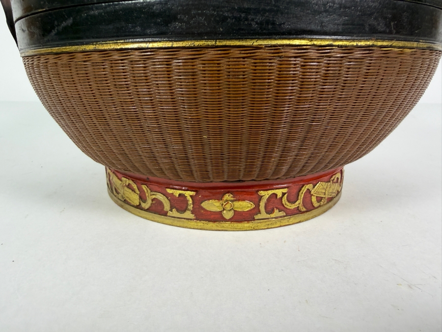 Antique Chinese Wicker Wedding Basket Featuring a Hand-painted Lid 9'H [Photo 7]