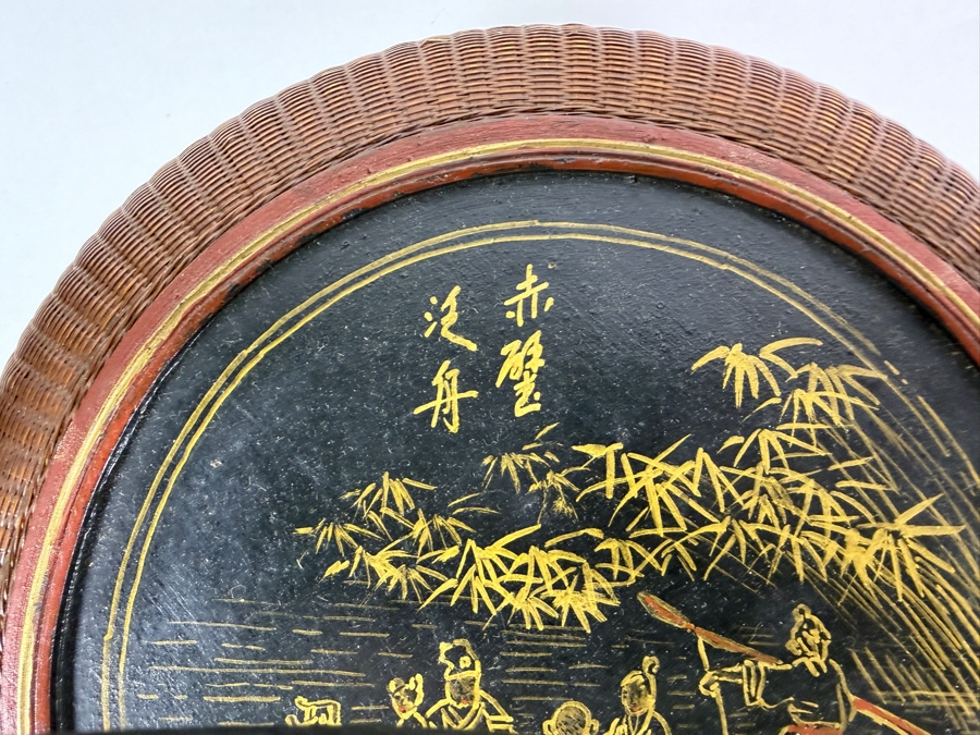Antique Chinese Wicker Wedding Basket Featuring a Hand-painted Lid 9'H [Photo 6]