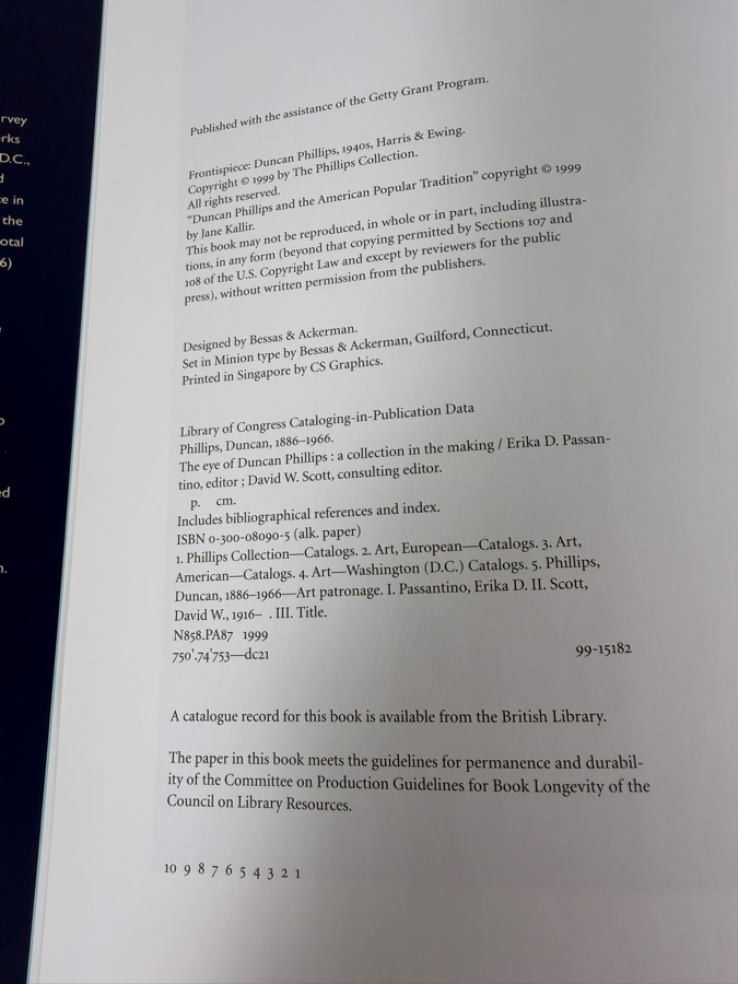 1999 First Edition Hardcover Book The Eye of Duncan Phillips: A Collection in the Making [Photo 3]