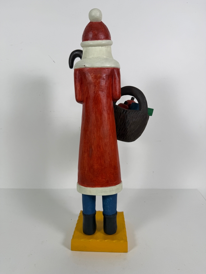Hand-painted Wooden Folk Art Santa Claus Figurine by Zenon Miczolek from Paszyn, Poland 19'H [Photo 4]