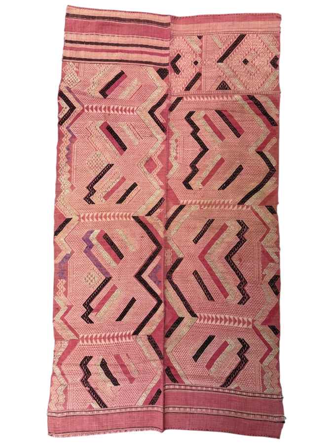 Vintage Handmade Laotian Pha Khit Textile 27 X 49