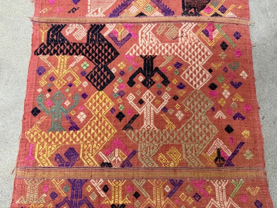 Vintage Laotian Tai Daeng Door Curtain 14 X 43 [Photo 4]