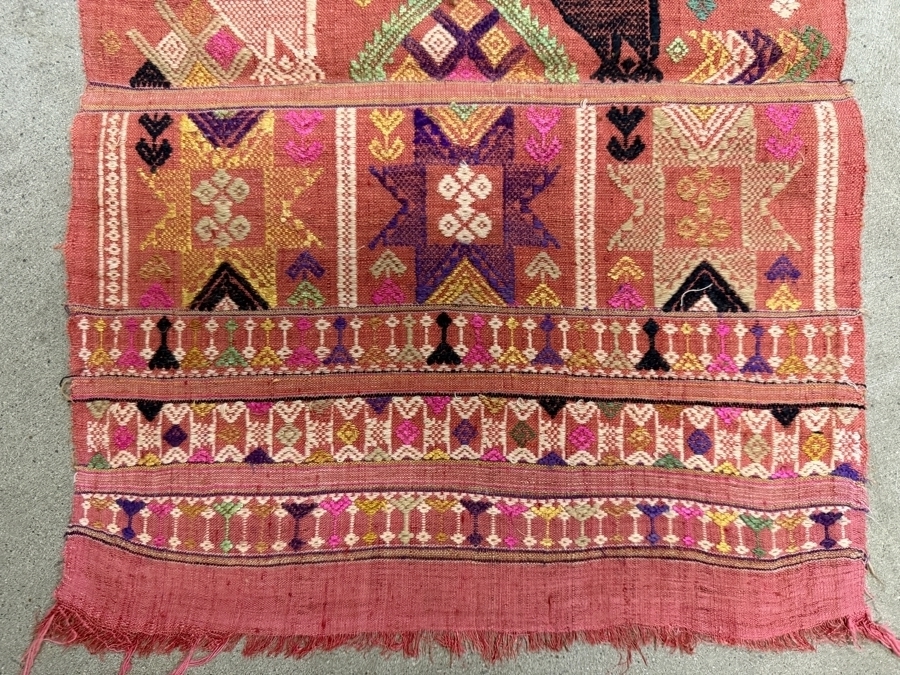 Vintage Laotian Tai Daeng Door Curtain 14 X 43 [Photo 6]