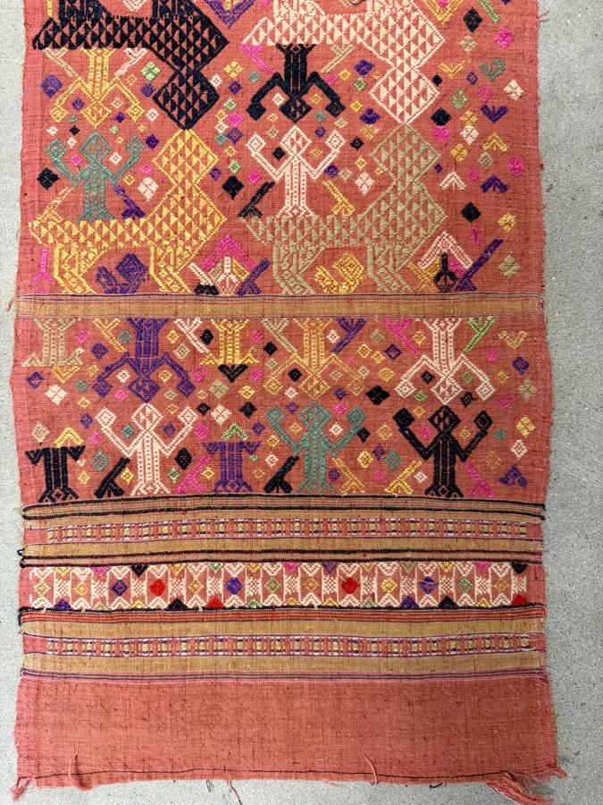 Vintage Laotian Tai Daeng Door Curtain 14 X 43 [Photo 2]