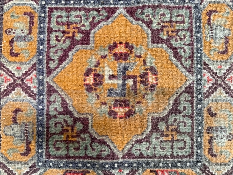 Antique Tibetan Handwoven Seat Mat Rug 26 X 26 [Photo 10]