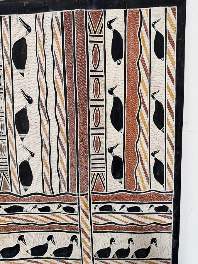 Large Vintage Australian Aboriginal Eucalyptus Bark Painting from Eastern Arnhem Land 26' X 50' with Provenance on Back [Photo 5]
