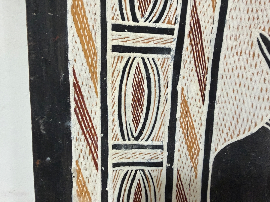 Large Vintage Australian Aboriginal Eucalyptus Bark Painting from Eastern Arnhem Land 26' X 50' with Provenance on Back [Photo 8]