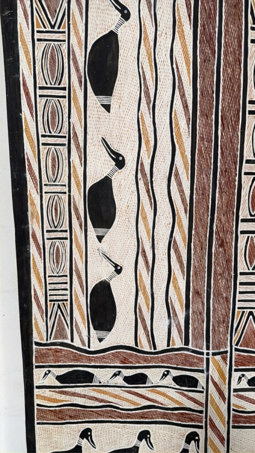 Large Vintage Australian Aboriginal Eucalyptus Bark Painting from Eastern Arnhem Land 26' X 50' with Provenance on Back [Photo 3]