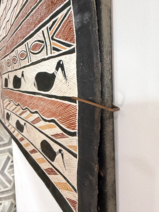 Large Vintage Australian Aboriginal Eucalyptus Bark Painting from Eastern Arnhem Land 26' X 50' with Provenance on Back [Photo 9]