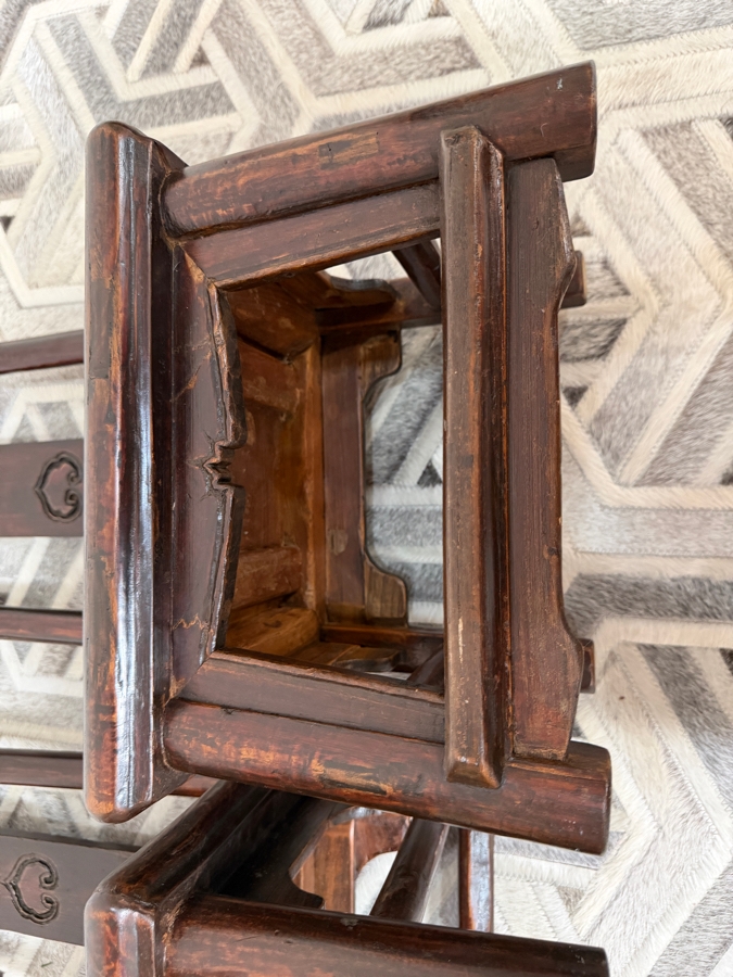 UPDATED - Pair of Antique Chinese Wedding Chairs Meant for New Couple To Honor Their Elderly Parents by Serving them Hot Tea as a Ritual of Respect 13W X 11D X 24H [Photo 26]