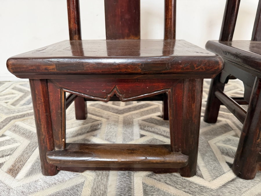 UPDATED - Pair of Antique Chinese Wedding Chairs Meant for New Couple To Honor Their Elderly Parents by Serving them Hot Tea as a Ritual of Respect 13W X 11D X 24H [Photo 19]
