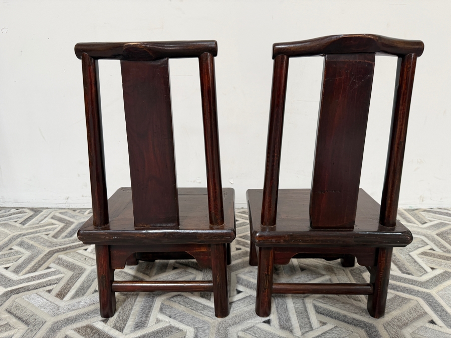 UPDATED - Pair of Antique Chinese Wedding Chairs Meant for New Couple To Honor Their Elderly Parents by Serving them Hot Tea as a Ritual of Respect 13W X 11D X 24H [Photo 24]