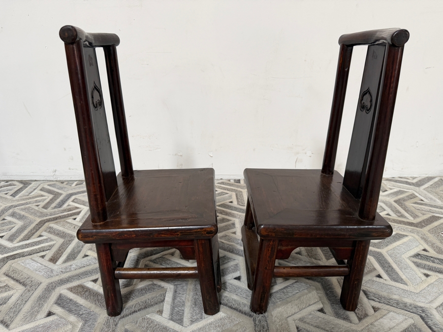 UPDATED - Pair of Antique Chinese Wedding Chairs Meant for New Couple To Honor Their Elderly Parents by Serving them Hot Tea as a Ritual of Respect 13W X 11D X 24H [Photo 23]