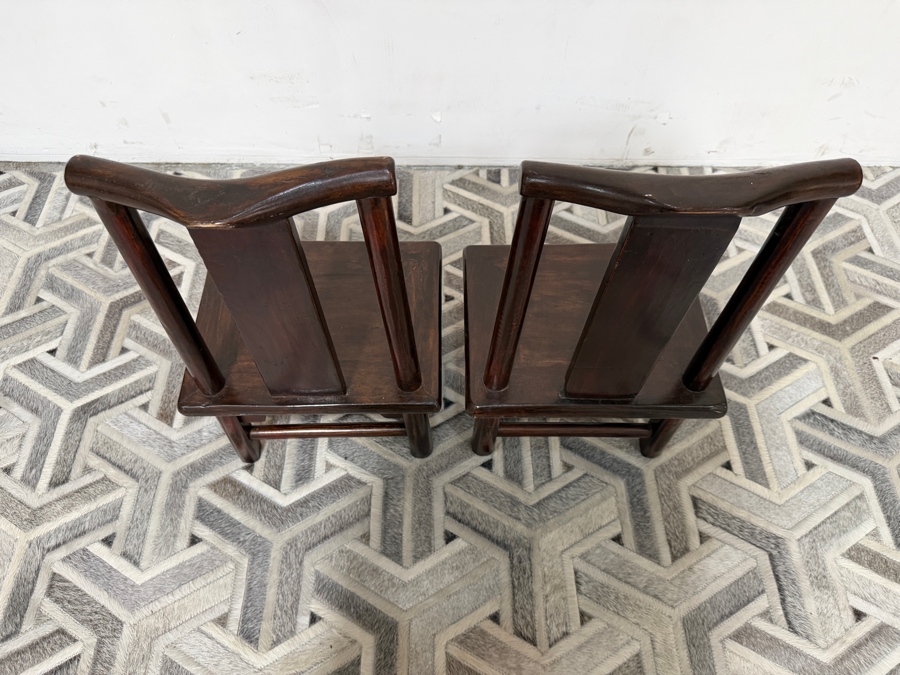 UPDATED - Pair of Antique Chinese Wedding Chairs Meant for New Couple To Honor Their Elderly Parents by Serving them Hot Tea as a Ritual of Respect 13W X 11D X 24H [Photo 25]