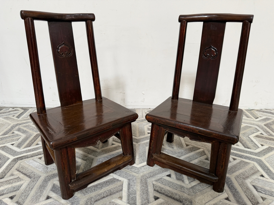 UPDATED - Pair of Antique Chinese Wedding Chairs Meant for New Couple To Honor Their Elderly Parents by Serving them Hot Tea as a Ritual of Respect 13W X 11D X 24H [Photo 22]