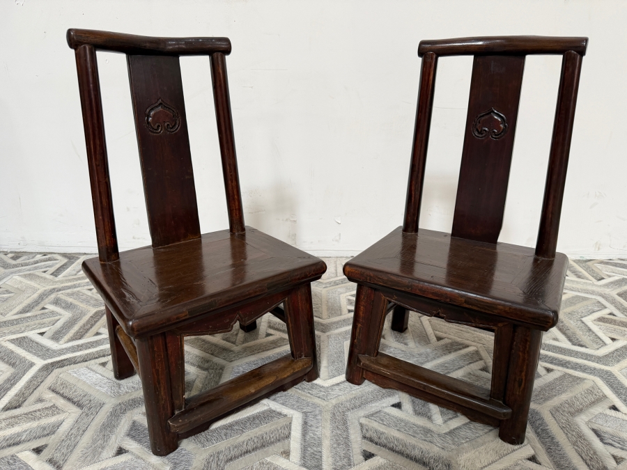 UPDATED - Pair of Antique Chinese Wedding Chairs Meant for New Couple To Honor Their Elderly Parents by Serving them Hot Tea as a Ritual of Respect 13W X 11D X 24H [Photo 16]