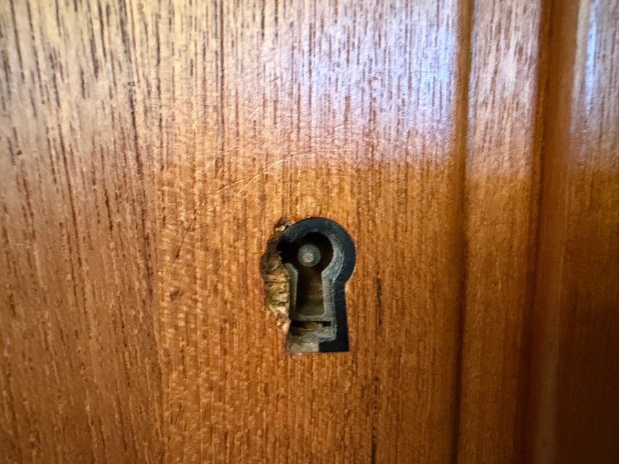 Mid-Century Modern Danish Teak Two Piece Wall Unit Hutch Featuring Asymmetrical Adjustable Shelving Above A Three Door Credenza Storage Base 64'W X 16'D X 75'H [Photo 10]