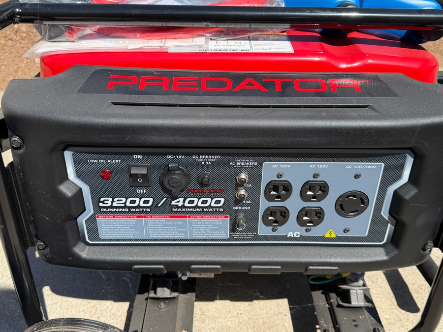 New Predator 4000 Max Watt Gasoline Powered Portable Utility Generator Featuring 3,200 Running Watts And Integrated Wheel Kit [Photo 3]