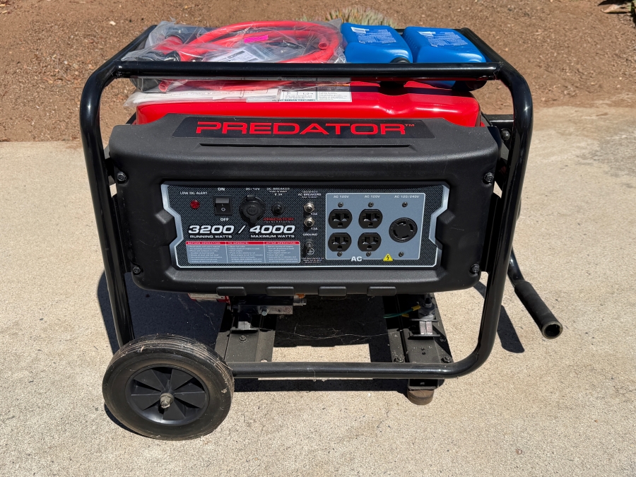 New Predator 4000 Max Watt Gasoline Powered Portable Utility Generator Featuring 3,200 Running Watts And Integrated Wheel Kit